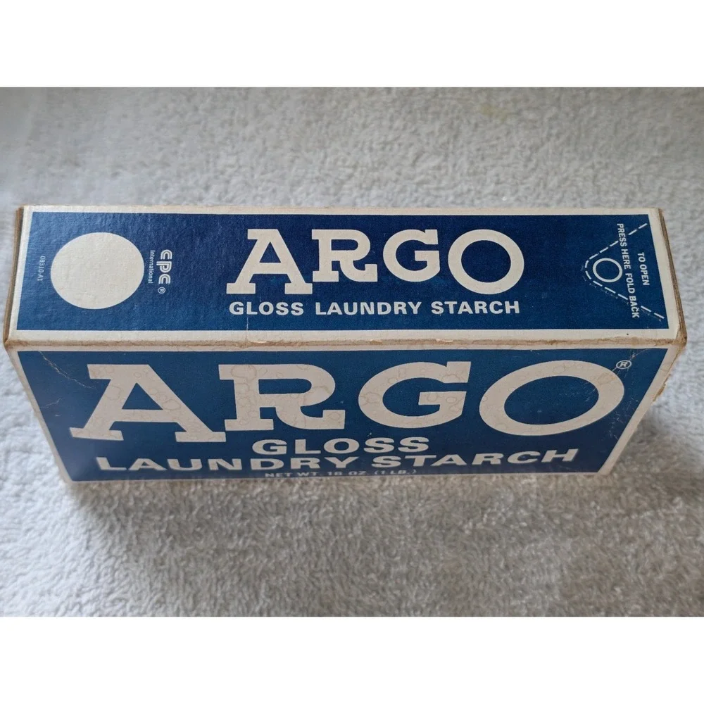 ARGO Powdered Chunks Gloss Laundry Starch Vintage 2 16 oz Blue Boxes